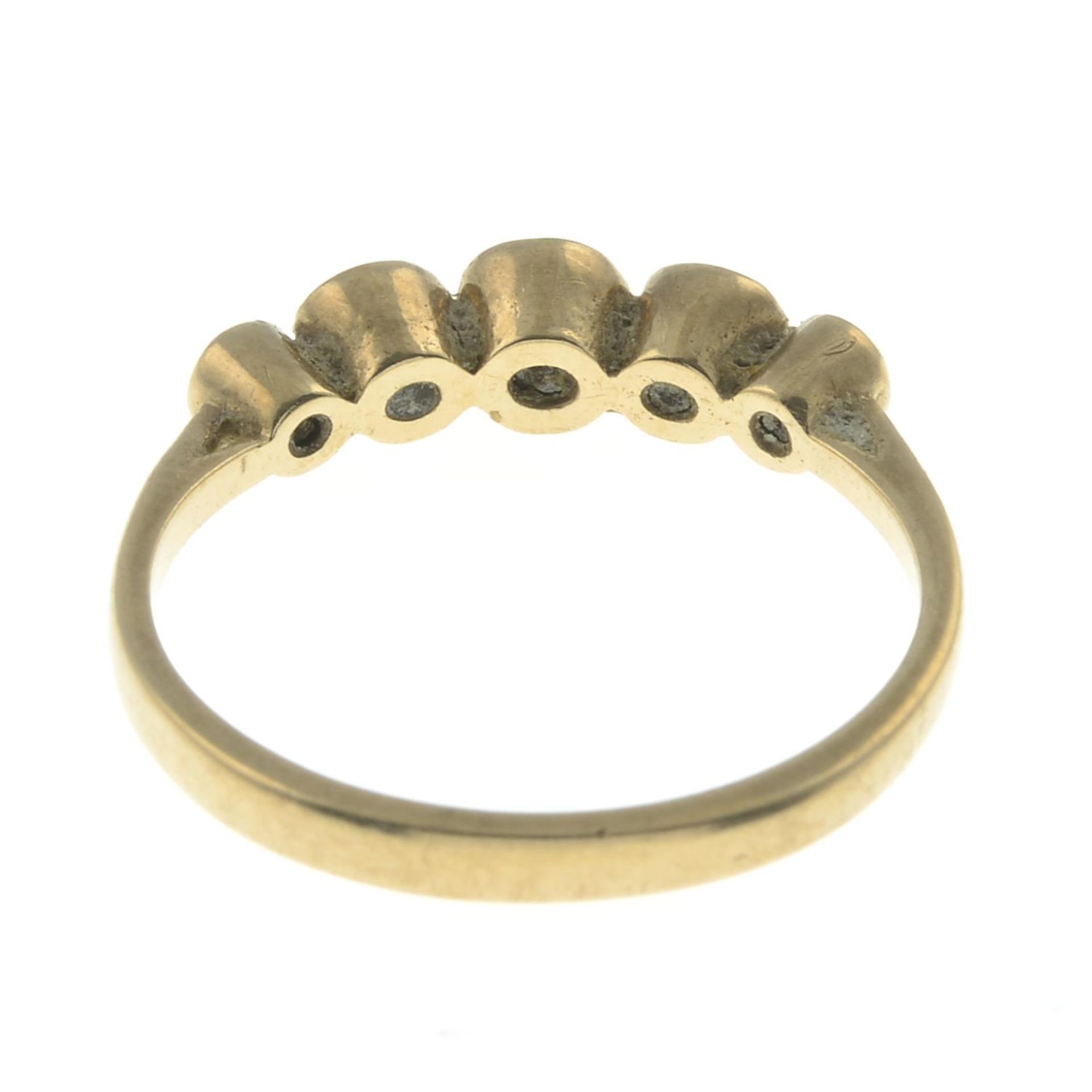 A 9ct gold cubic zirconia five-stone ring.Hallmarks for 9ct gold. - Image 2 of 2