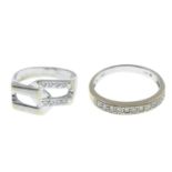 Two gem-set rings.Brilliant-cut diamond openwork dress ring,