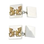 A pair of silver griffin cufflinks, by Asprey.Signed Asprey.