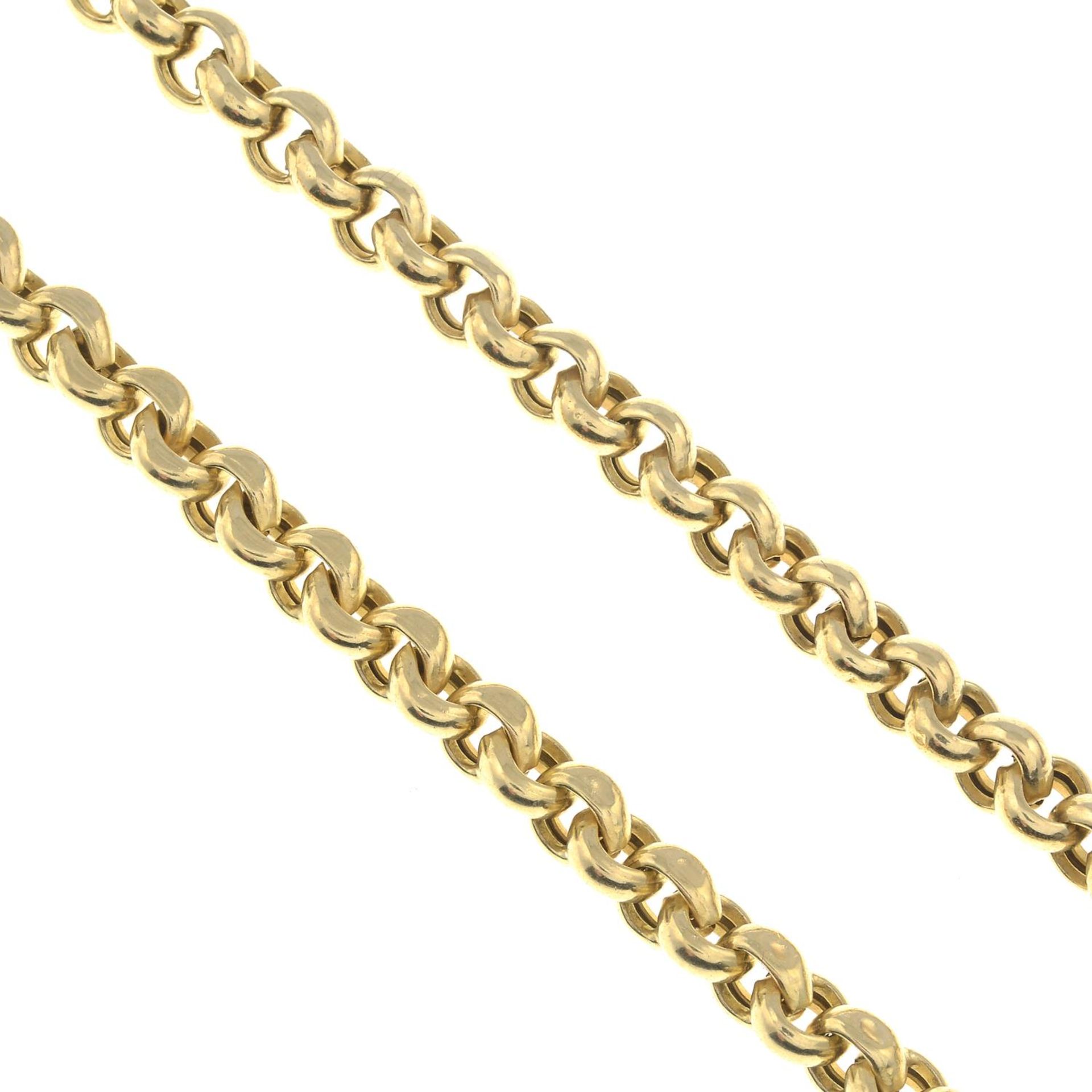 A 9ct gold belcher-link chain.Hallmarks for 9ct gold.
