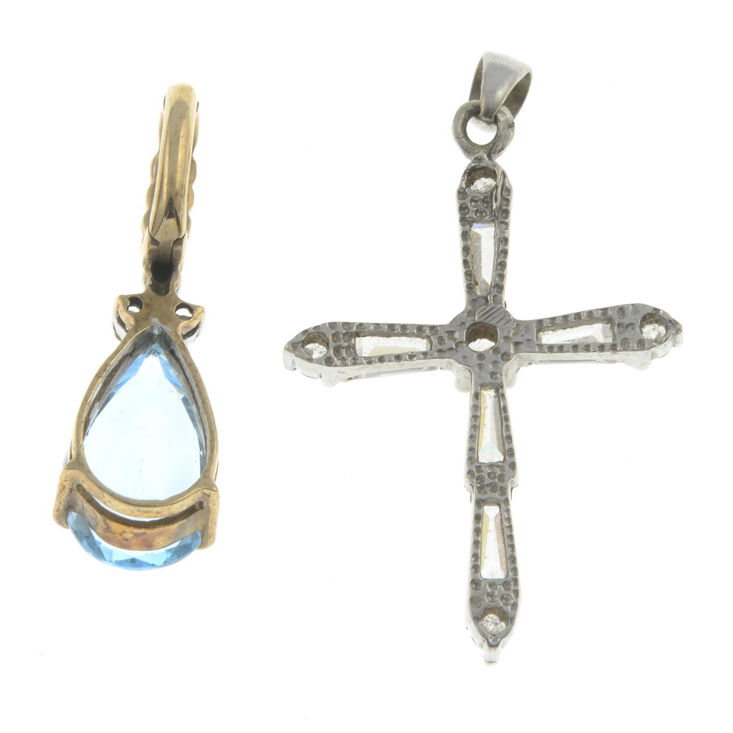 Two gem-set pendants.9ct gold topaz and diamond pendant, - Image 2 of 2