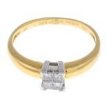 An 18ct gold diamond cluster ring.Total diamond weight 0.20ct, stamped to band.