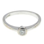 An 18ct gold brilliant-cut diamond single-stone ring.Diamond weight 0.15ct,
