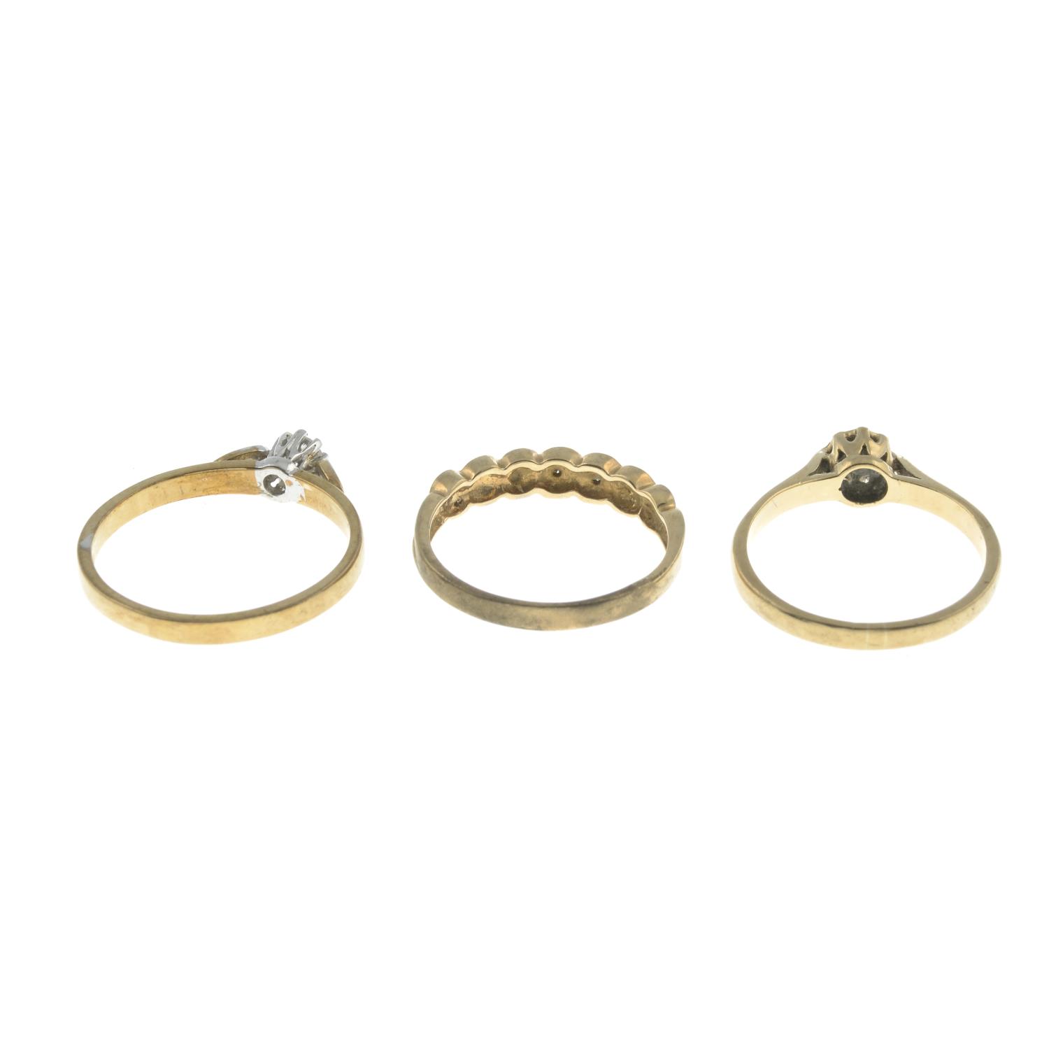Three 9ct gold diamond rings, - Image 2 of 2