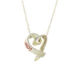 An enamel 'Loving Heart' pendant with chain,