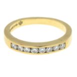 An 18ct gold brilliant-cut diamond half eternity ring.Estimated total diamond weight