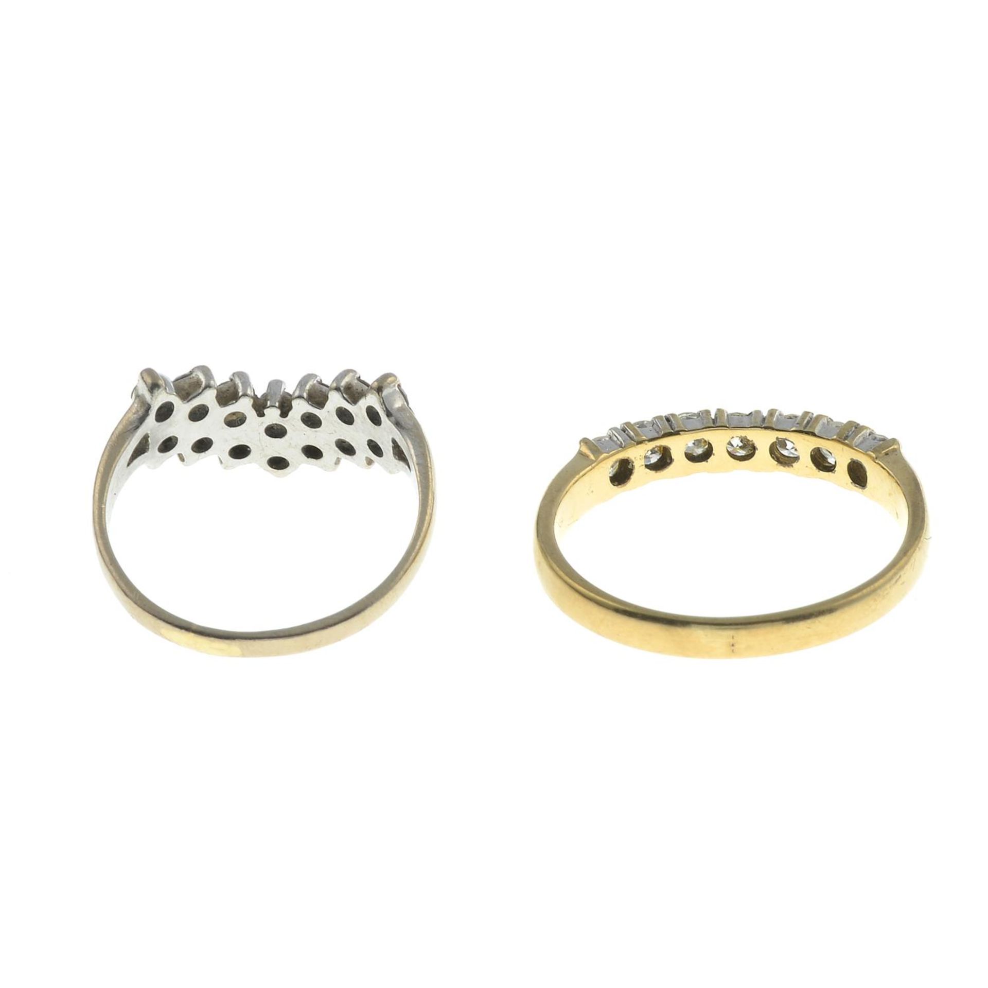 Two diamond rings.9ct gold diamond half eternity ring, - Image 2 of 2