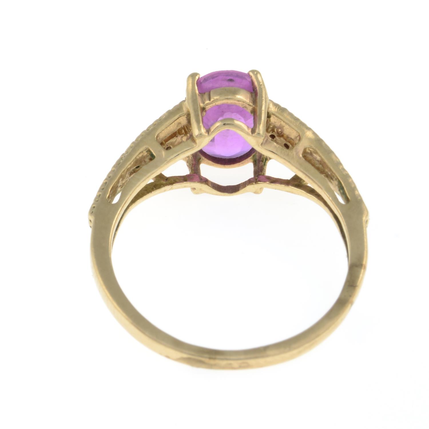 A 9ct gold pink sapphire and diamond ring.Hallmarks for Birmingham.Ring size I. - Image 3 of 3