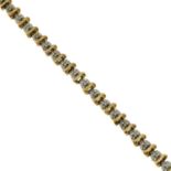A 9ct gold diamond bracelet.Hallmarks for 9ct gold.Length 18.5cms.