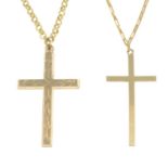 Two cross pendants,