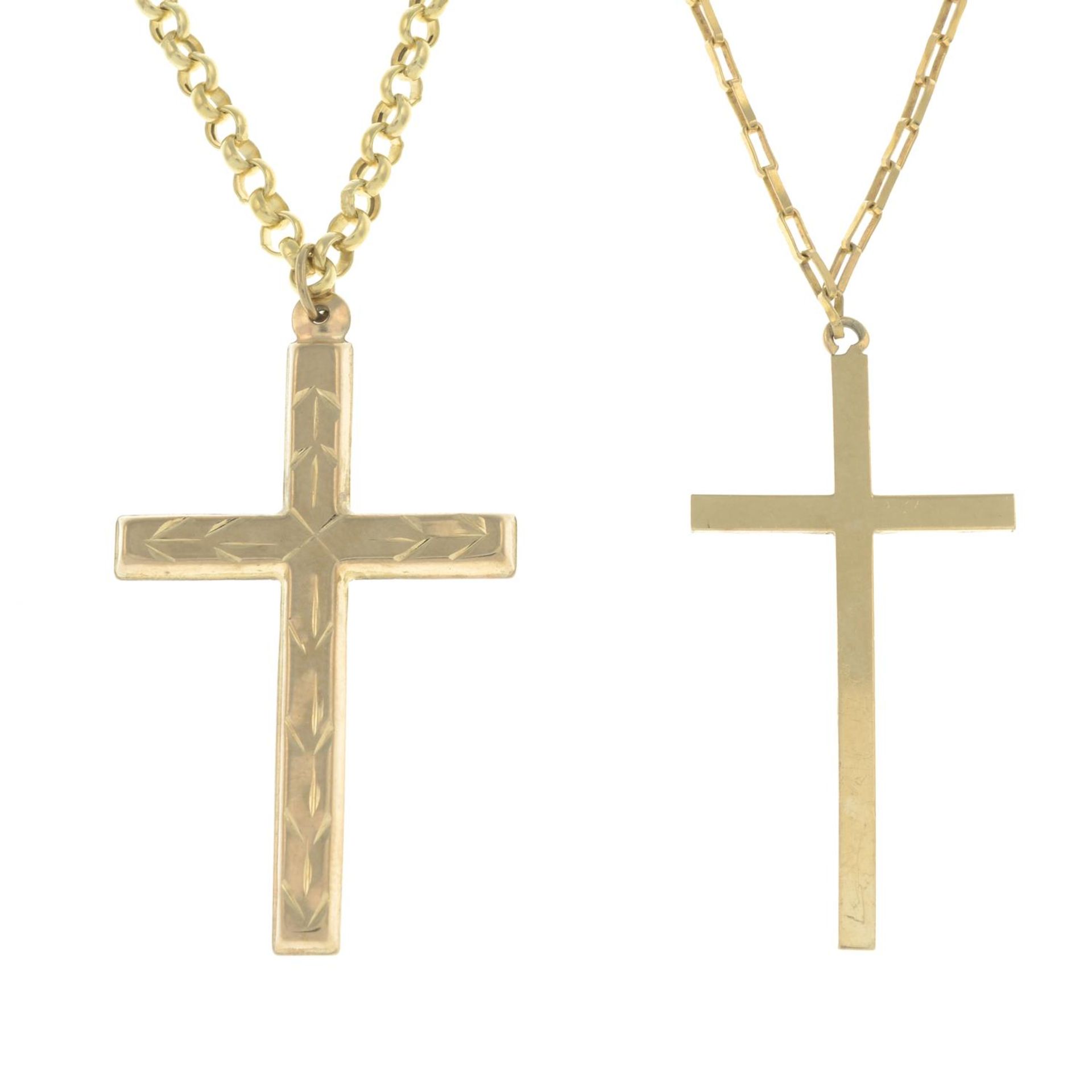 Two cross pendants,