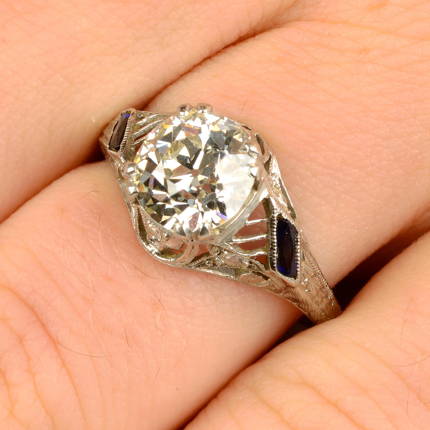 An old-cut diamond single-stone ring,