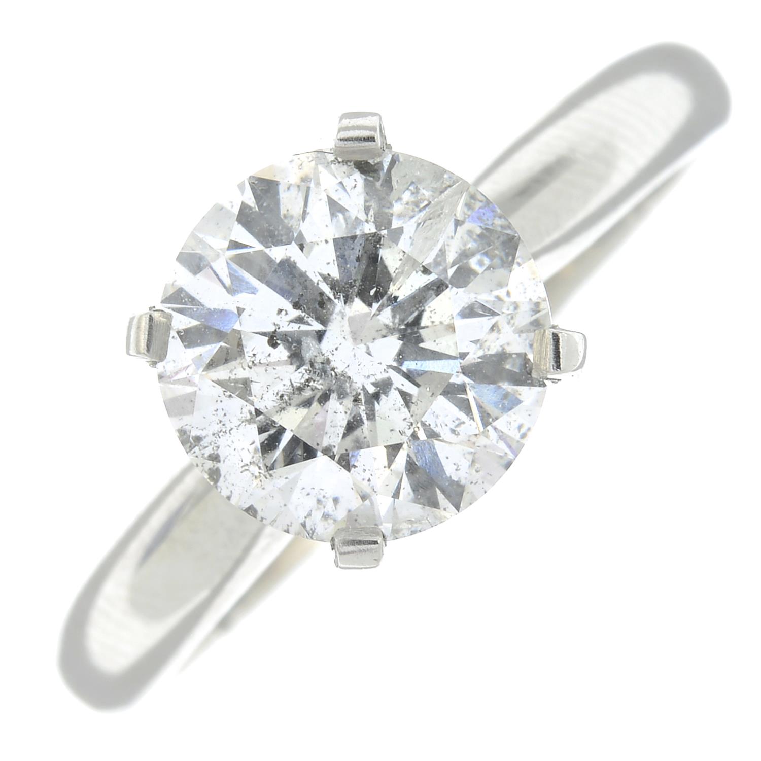A platinum brilliant-cut diamond single-stone ring. - Image 3 of 9