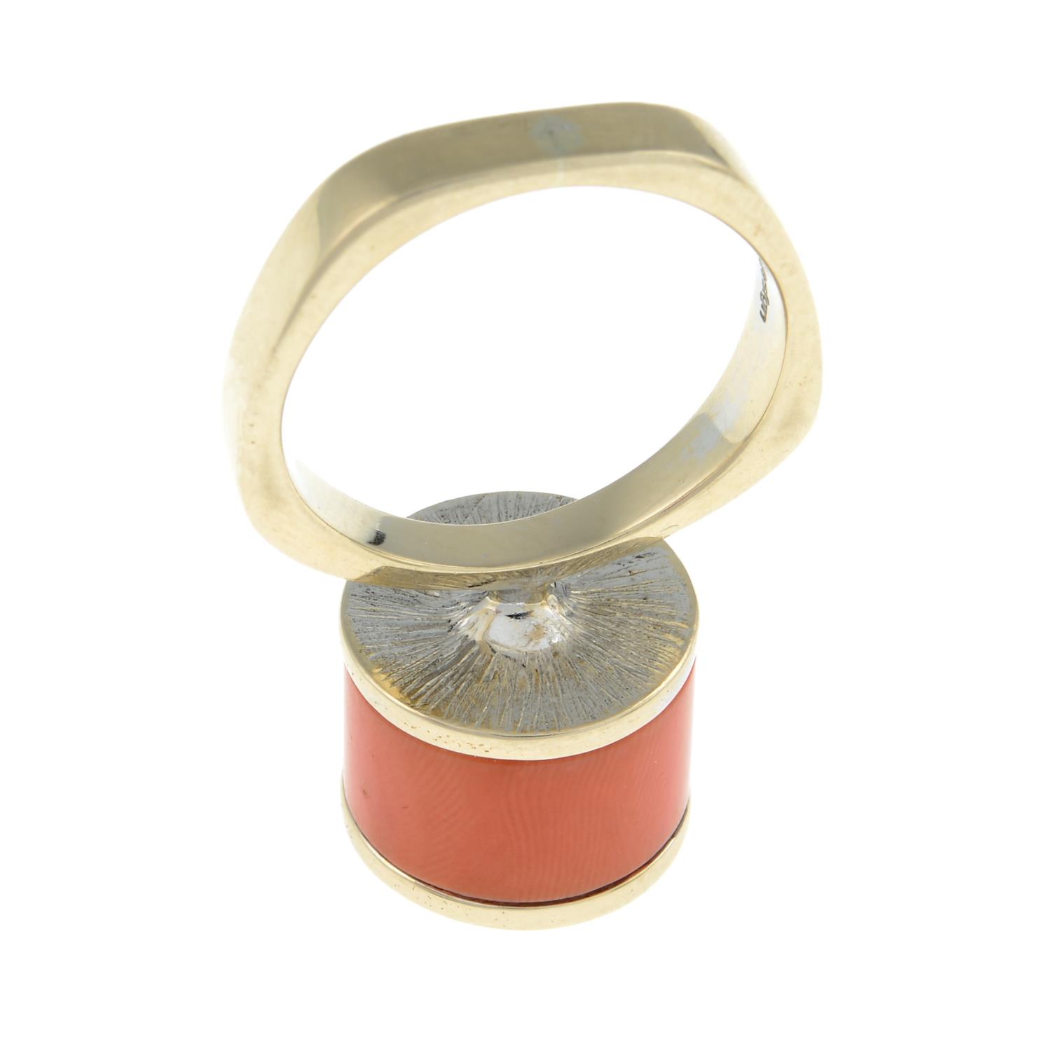 A coral and pavé-set diamond 'Art Design' ring, - Image 8 of 8