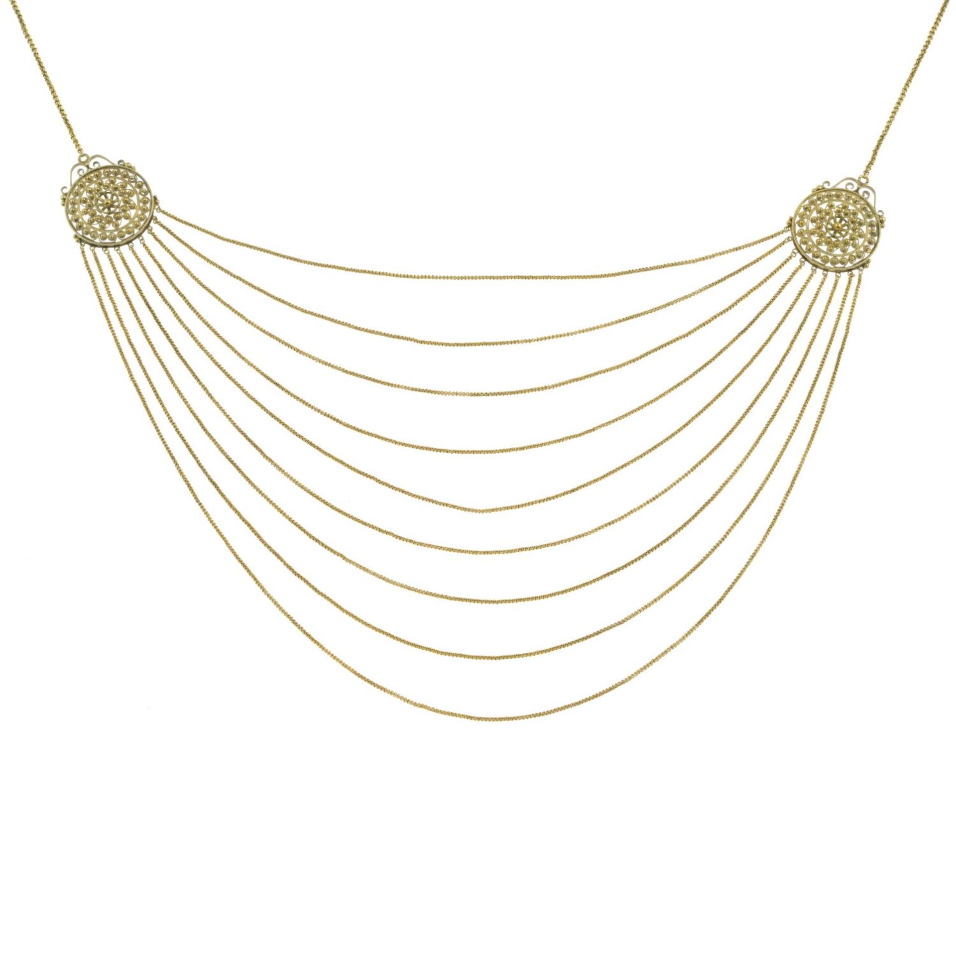 An early 19th century gold multi-strand filigree necklace. - Bild 3 aus 7