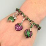 An 18ct gold pavé-set tsavorite garnet and ruby bracelet,