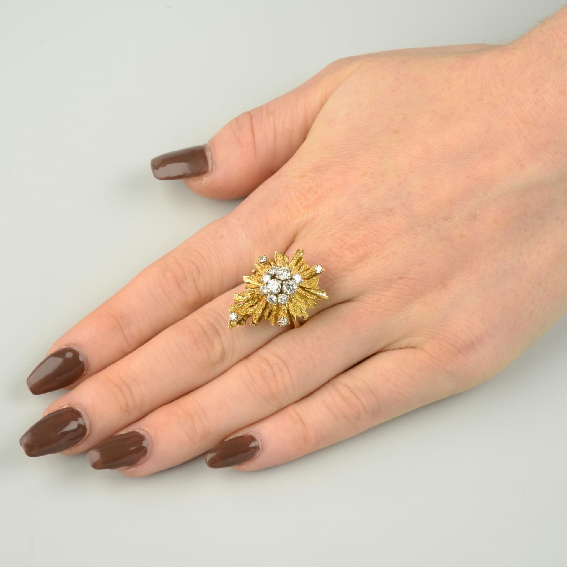 A 1970s 18ct gold diamond abstract dress ring. - Image 4 of 8