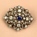 A late 19th century silver and gold, sapphire and diamond brooch.