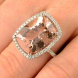 An 18ct gold morganite and diamond cluster ring.