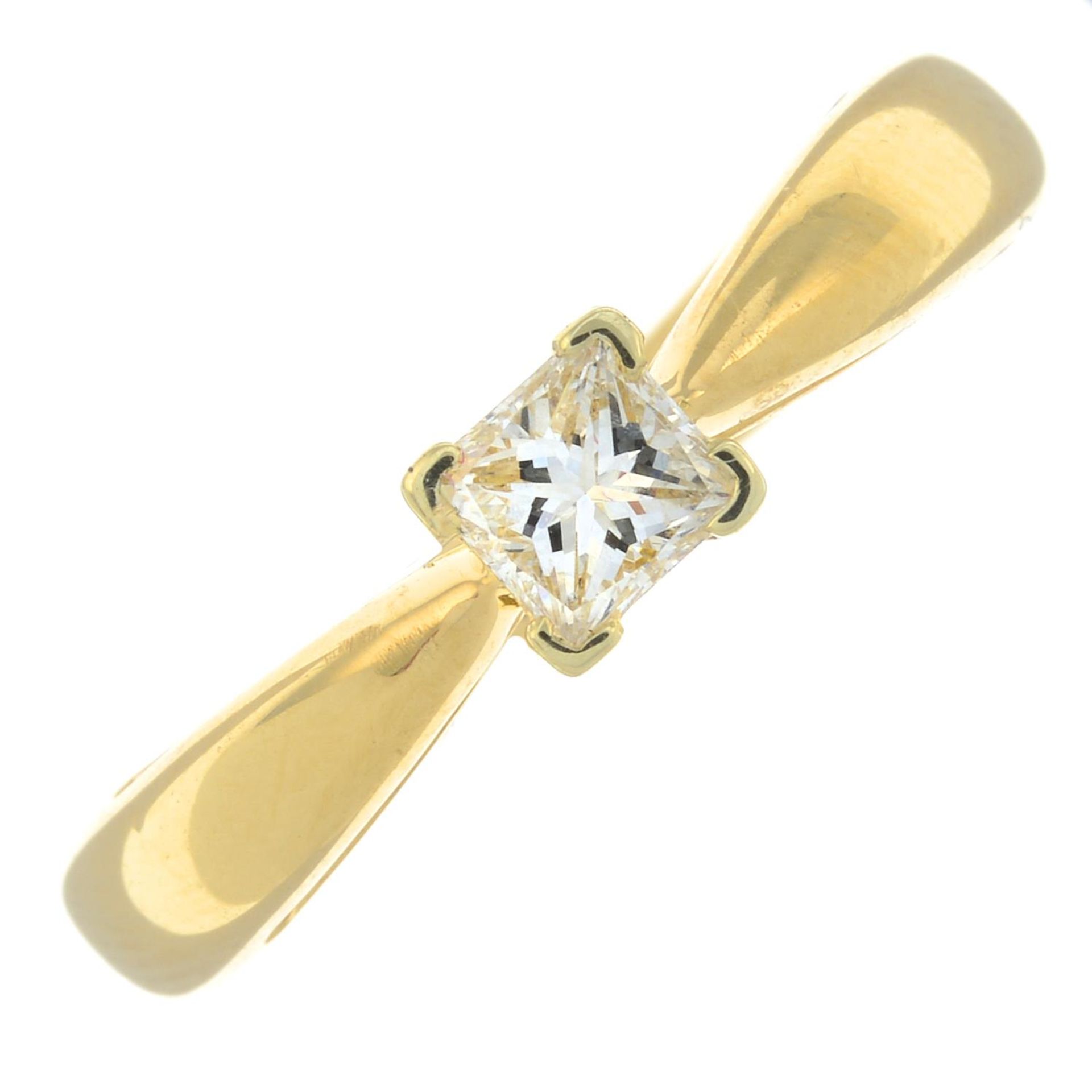 An 18ct gold square-shape diamond single-stone ring, - Image 3 of 9