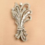 A mid 20th century vari-cut diamond floral spray brooch.Estimated total diamond weight 4 to