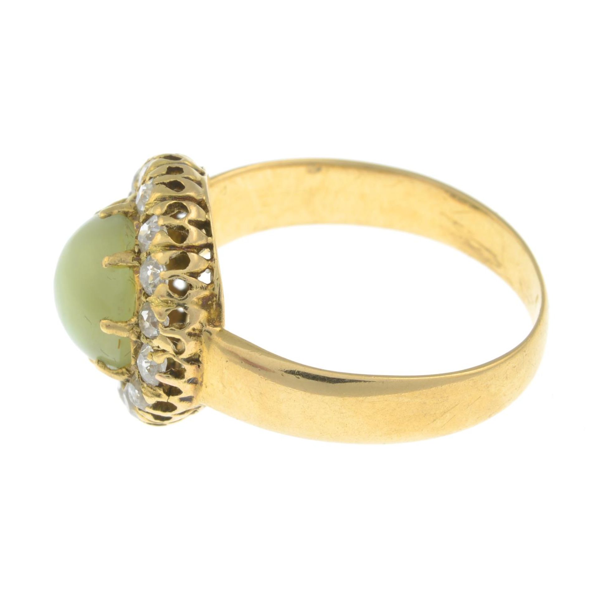 A late Victorian gold cat's-eye chrysoberyl and old-cut diamond cluster ring. - Image 6 of 7