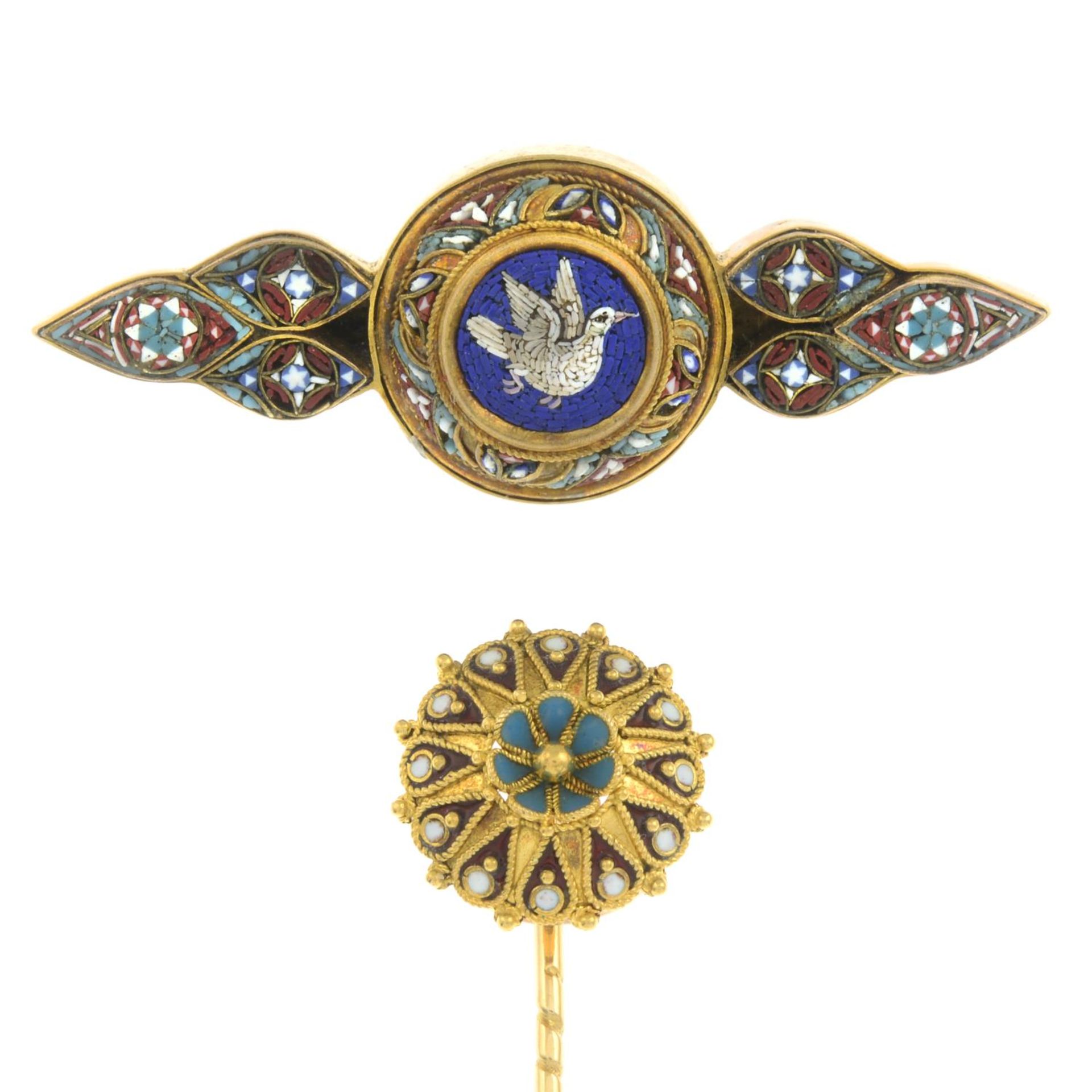 Two items of mid to late 19th century gold Archaeological Revival jewellery, - Image 2 of 6