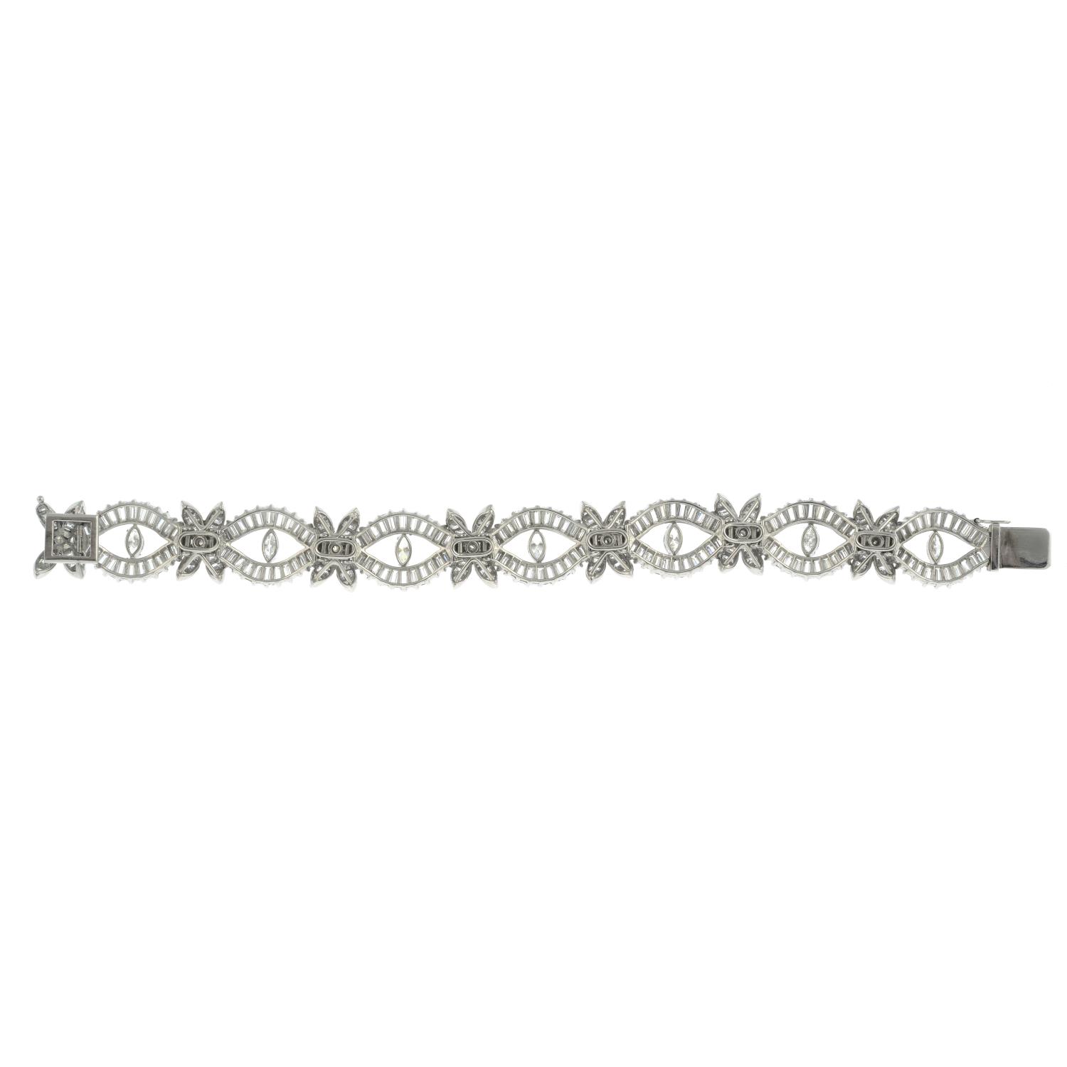 A mid 20th century platinum vari-cut diamond bracelet. - Image 6 of 6