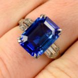 A Burmese sapphire single-stone ring, with vari-cut diamond gallery and shoulders.