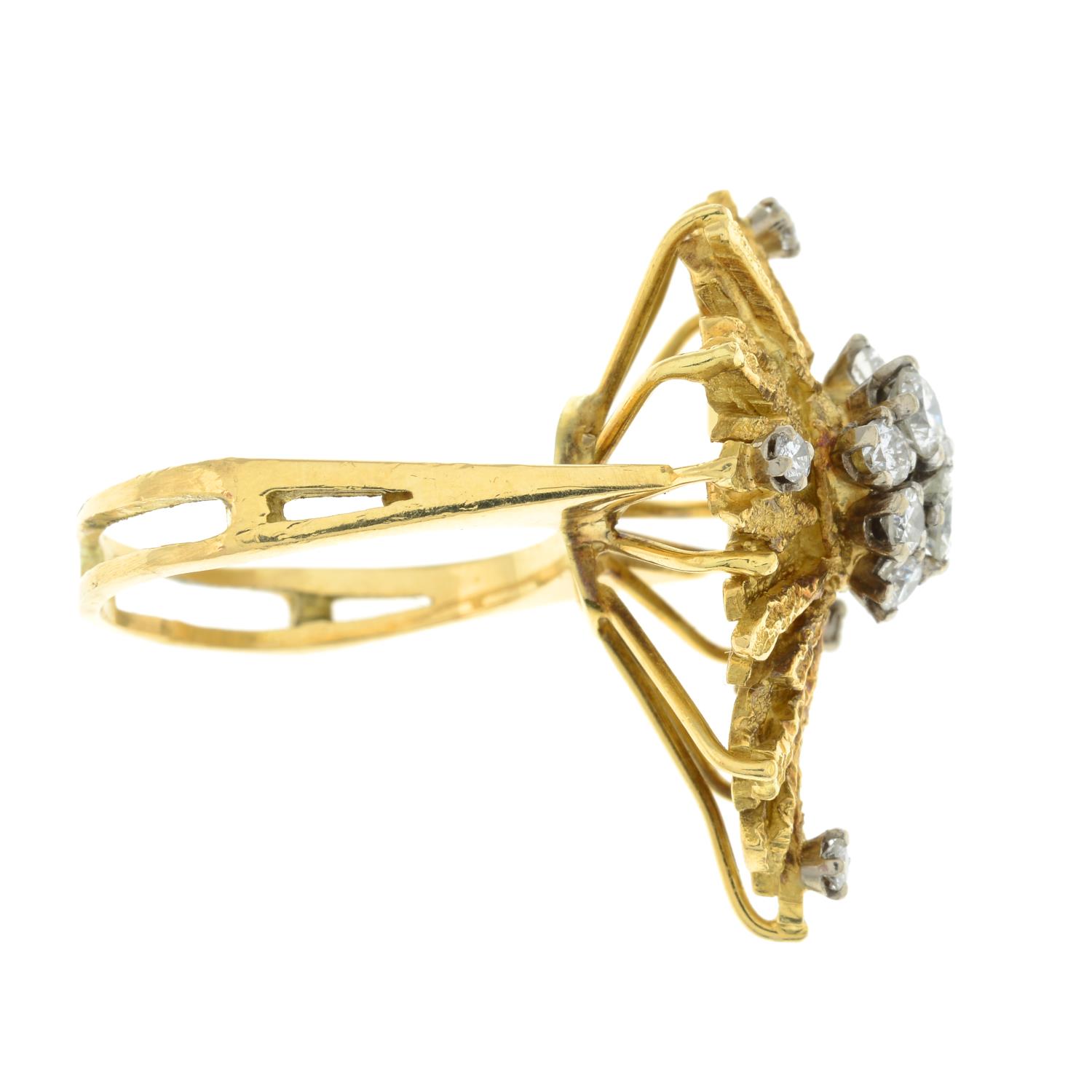 A 1970s 18ct gold diamond abstract dress ring. - Image 7 of 8