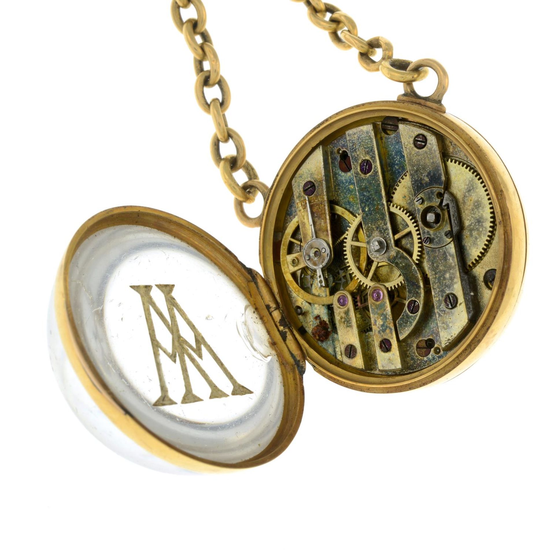 A mid to late 19th century 18ct gold and silver reverse-carved monogrammed spherical watch - Bild 9 aus 9