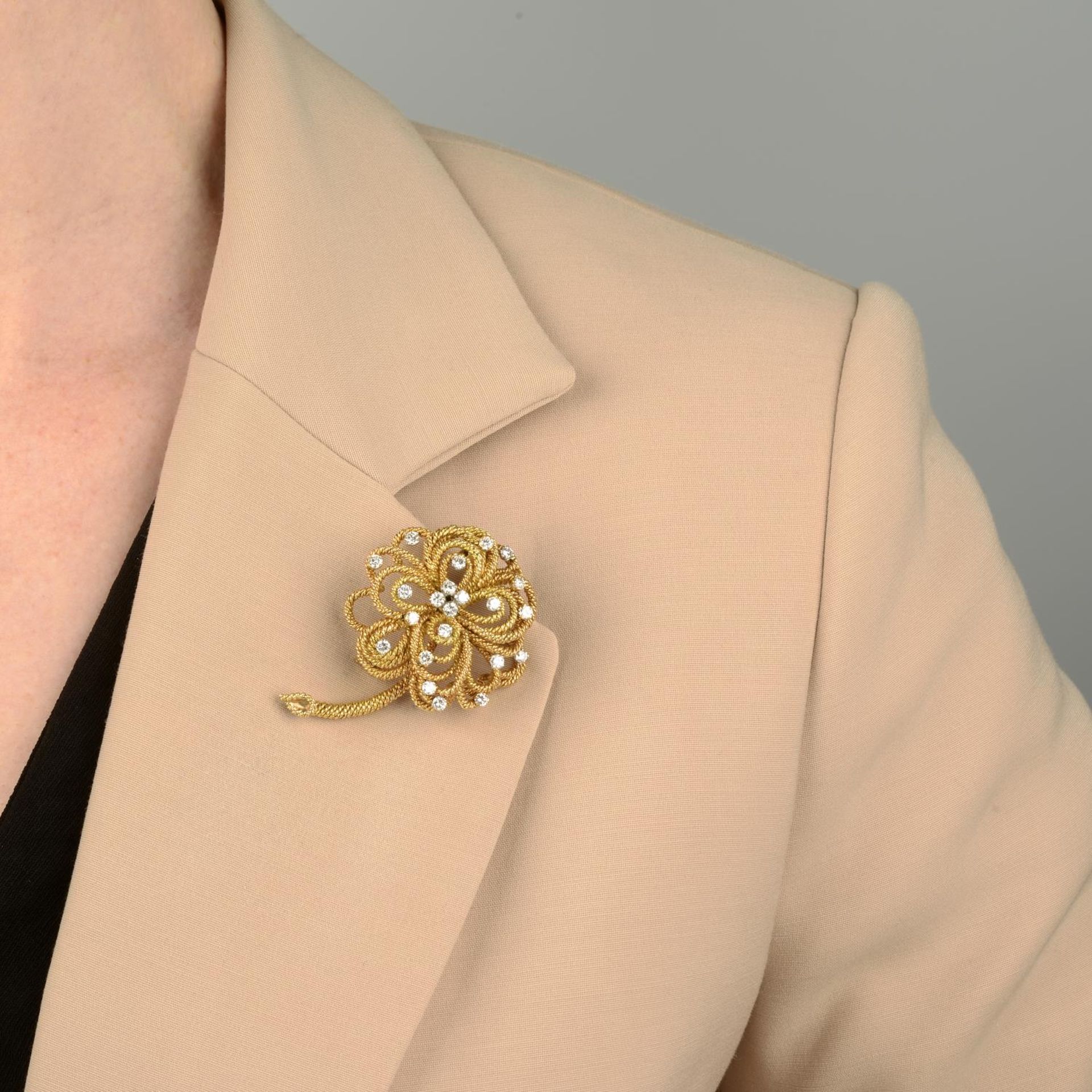 A mid 20th century diamond floral brooch, by Vourakis. - Image 4 of 6