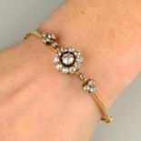 A late Victorian 15ct gold old-cut diamond bracelet,