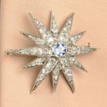An early 20th century sapphire and diamond star brooch.