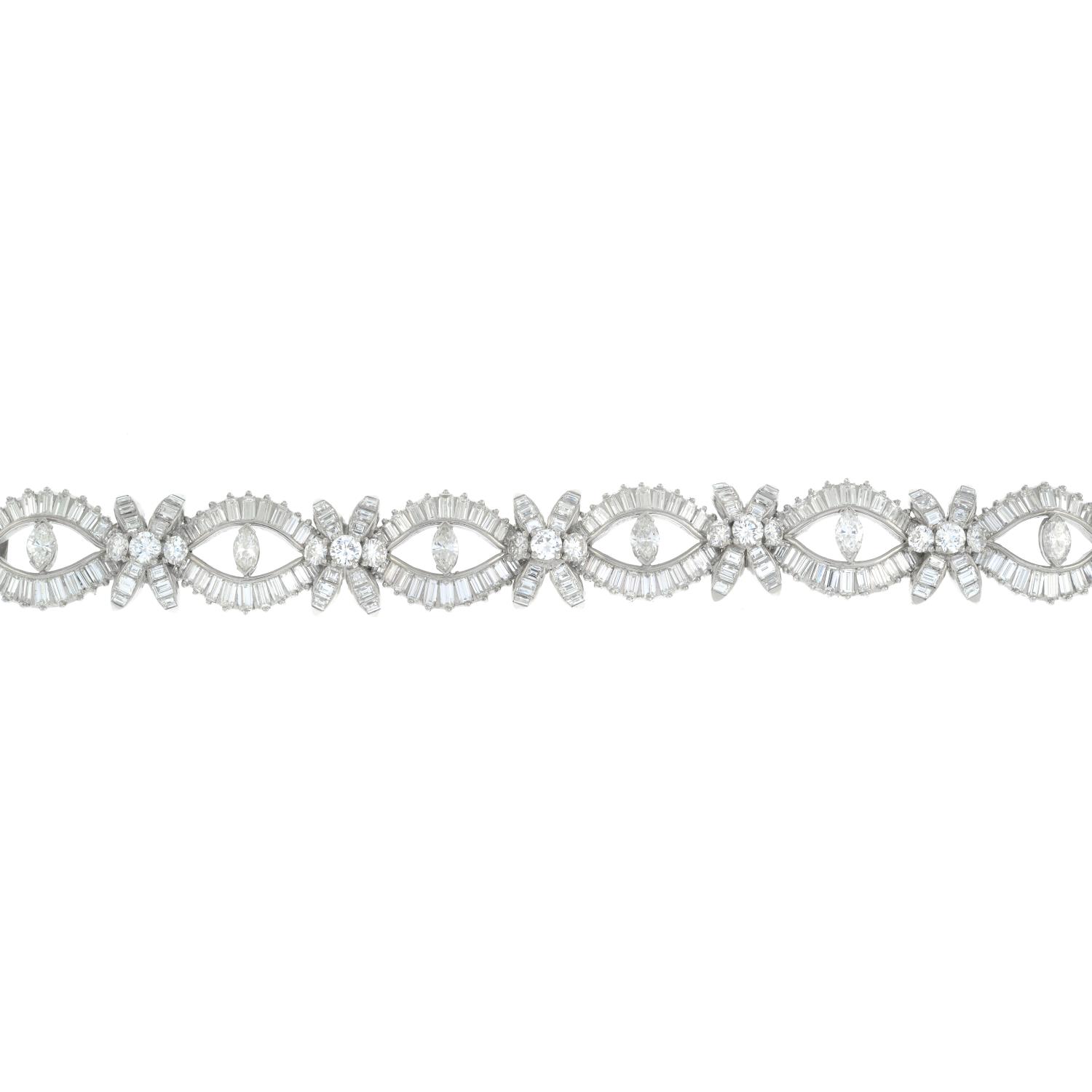 A mid 20th century platinum vari-cut diamond bracelet. - Image 3 of 6