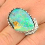 An opal and diamond dress ring.