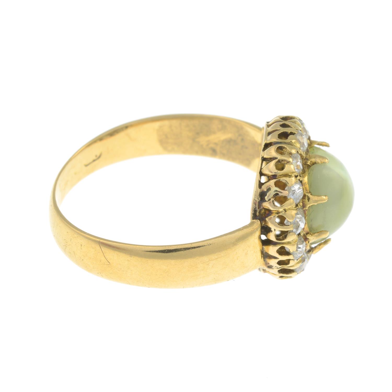 A late Victorian gold cat's-eye chrysoberyl and old-cut diamond cluster ring. - Image 7 of 7