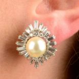 A pair of cultured pearl earrings,