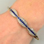 An early 20th century 18ct gold sapphire and diamond bracelet.