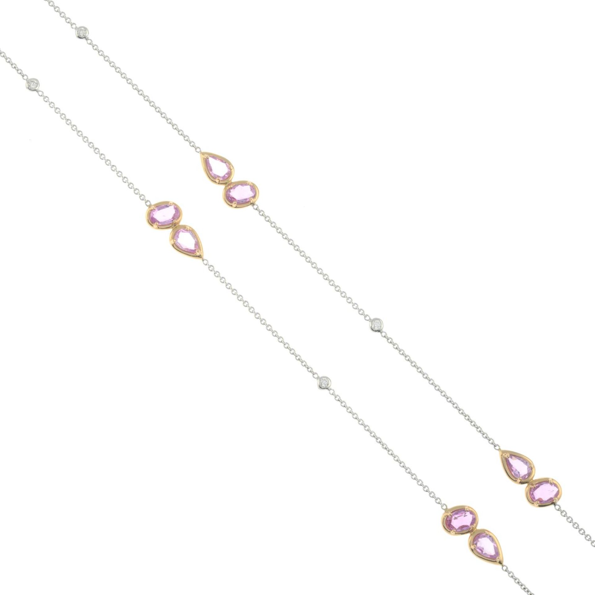 An 18ct gold pink sapphire and brilliant-cut diamond 'Beneath the Rose' necklace.Estimated total - Image 3 of 8