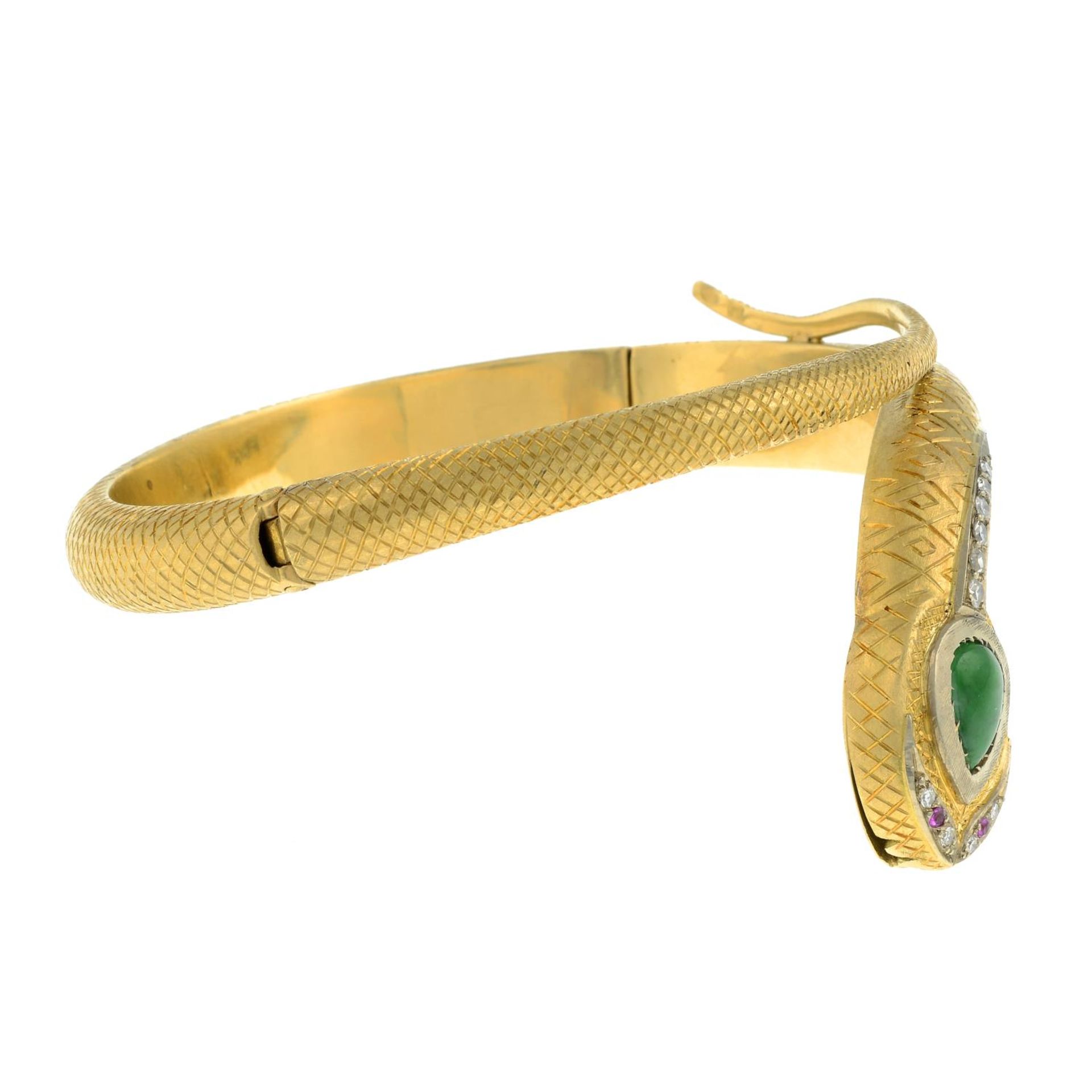 An engraved and textured snake bangle, - Image 6 of 6