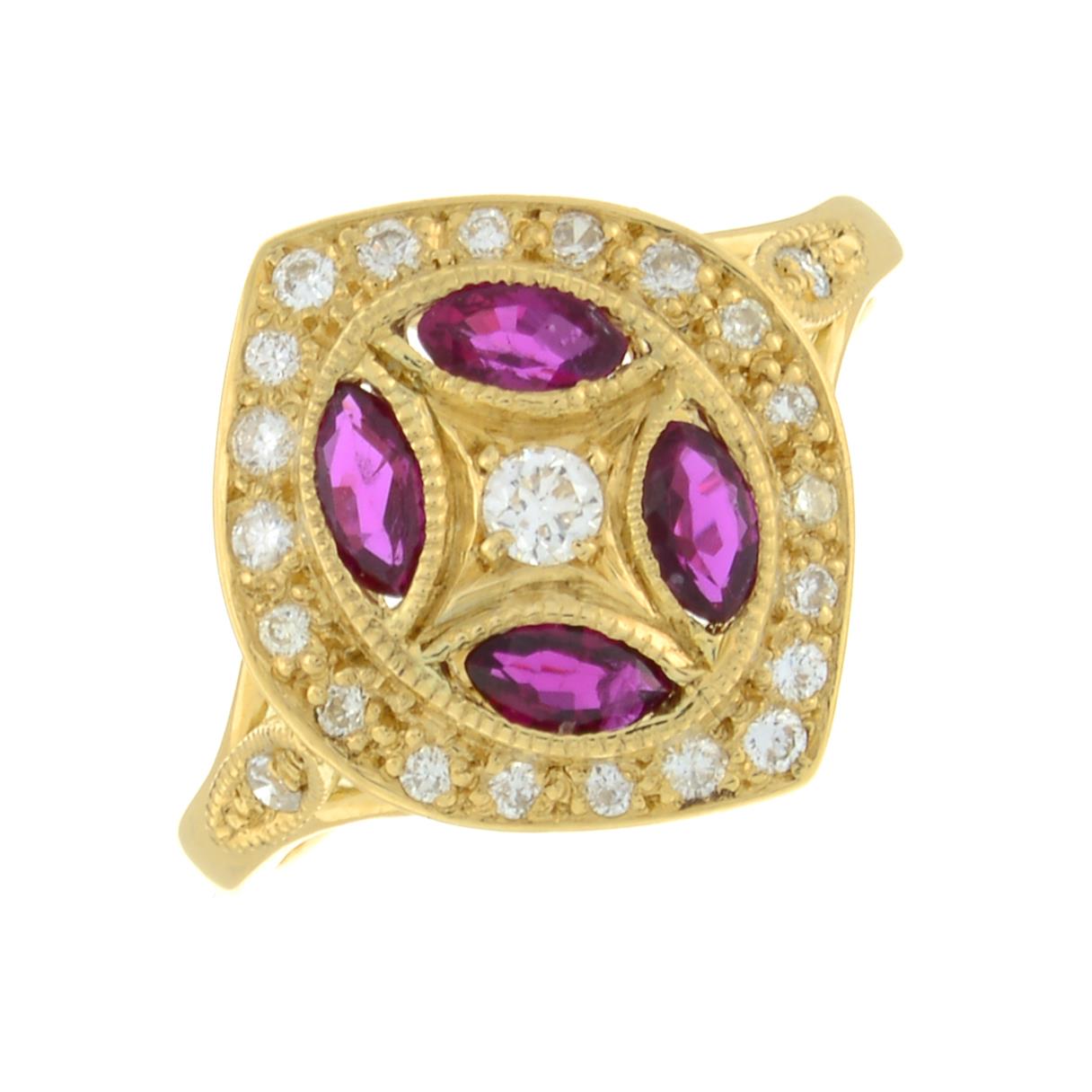 An 18ct gold ruby and diamond dress ring. - Image 3 of 8