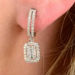 A pair of vari-cut diamond earrings.Total diamond weight 0.62ct,