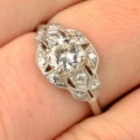 A circular-cut diamond ring,