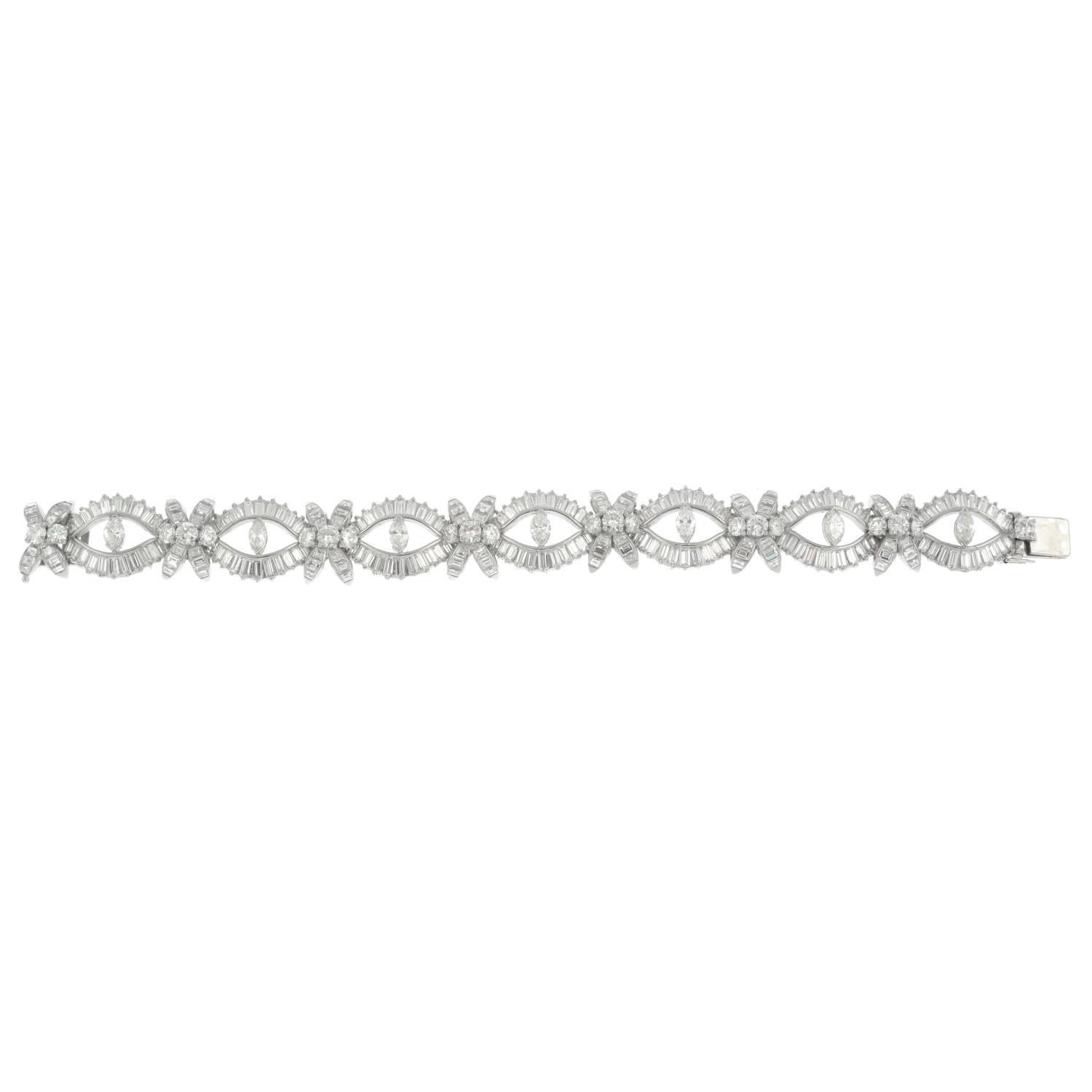 A mid 20th century platinum vari-cut diamond bracelet. - Image 5 of 6