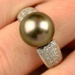A Tahitian cultured pearl and diamond ring,