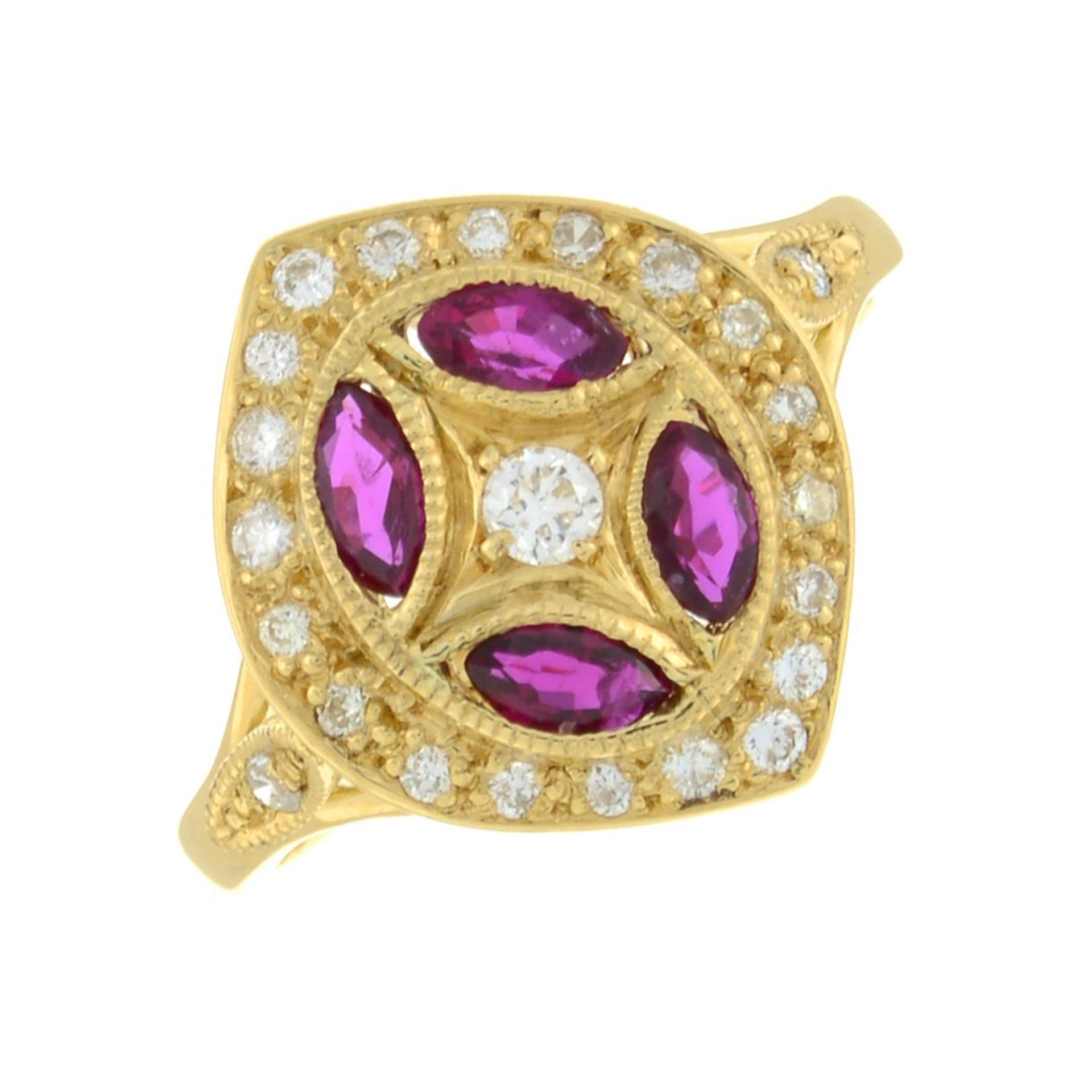 An 18ct gold ruby and diamond dress ring. - Image 2 of 8