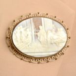 A 9ct gold mounted shell cameo brooch,