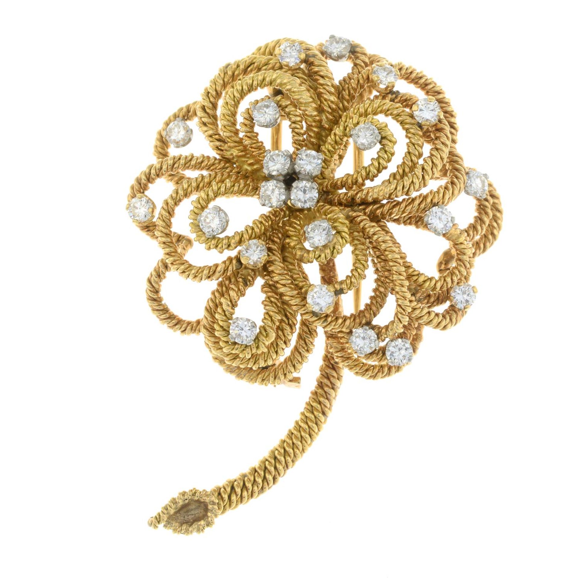 A mid 20th century diamond floral brooch, by Vourakis. - Image 3 of 6