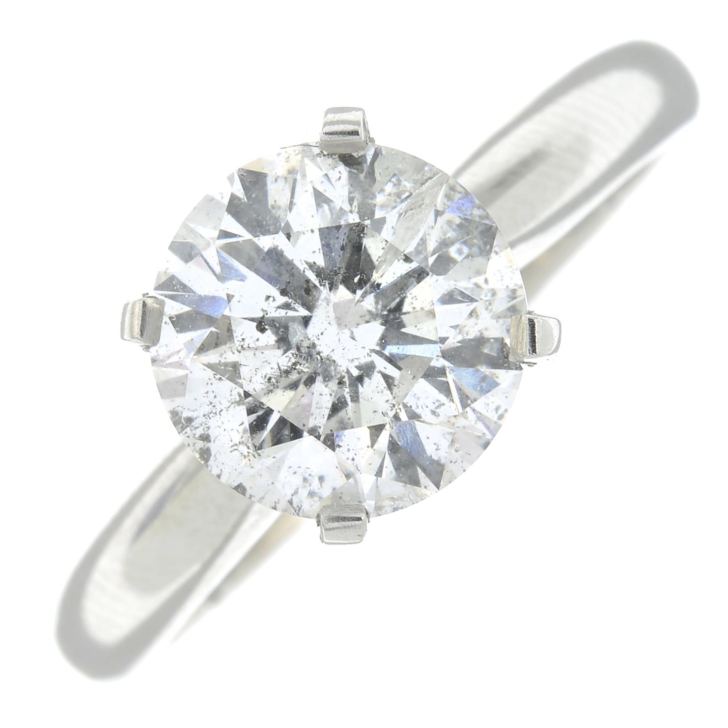 A platinum brilliant-cut diamond single-stone ring. - Image 2 of 9